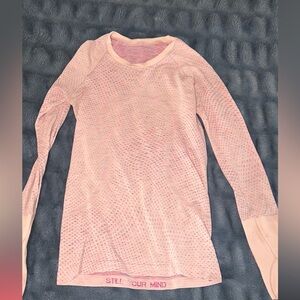 Lululemon Athletica Light Pink Mesh Long Sleeve Top